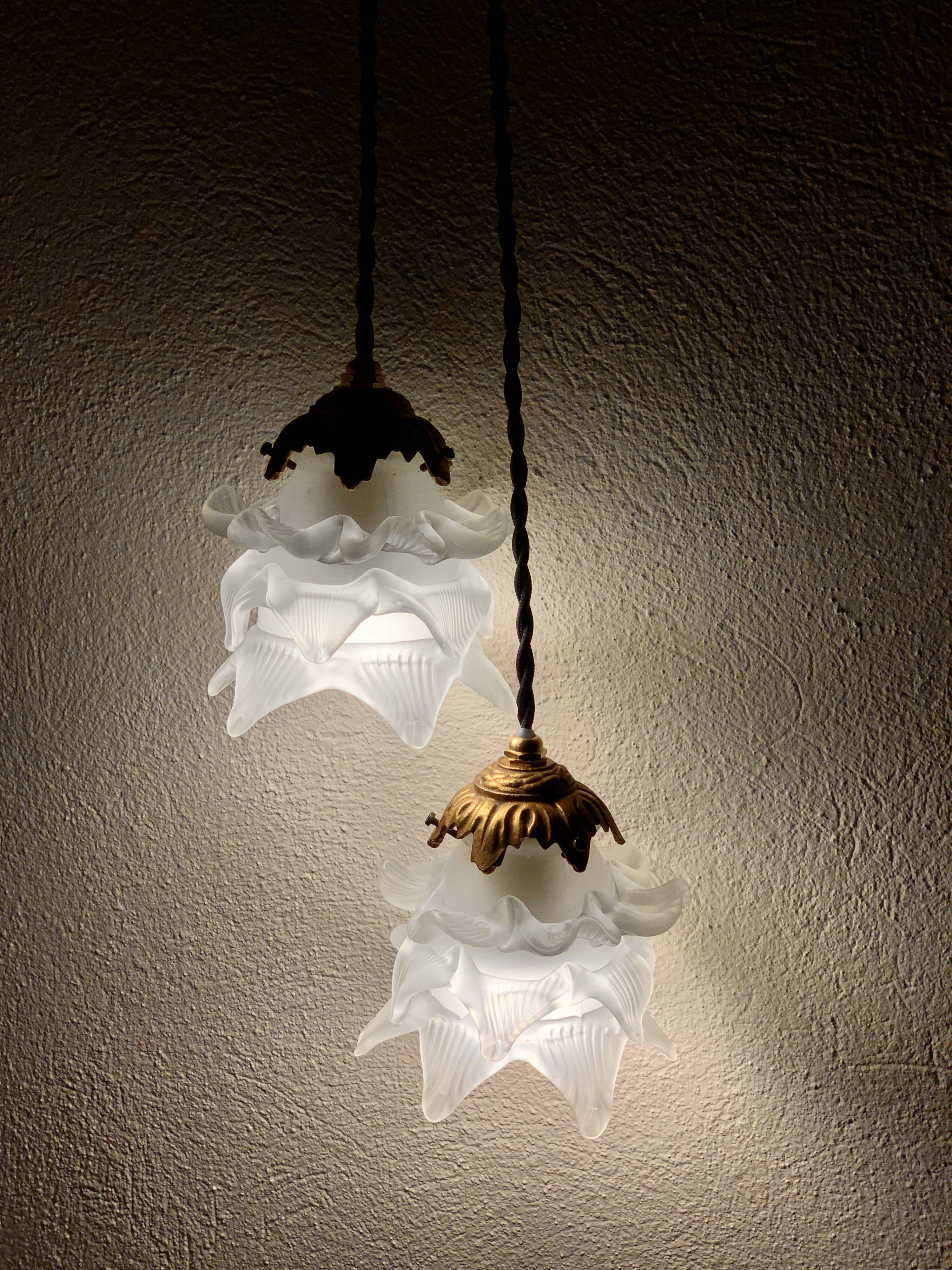 Pair of Art Deco pink tulips walkers