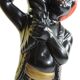 Vintage 1970s statue lamp – Black figurine in Art Deco style, opal ball.