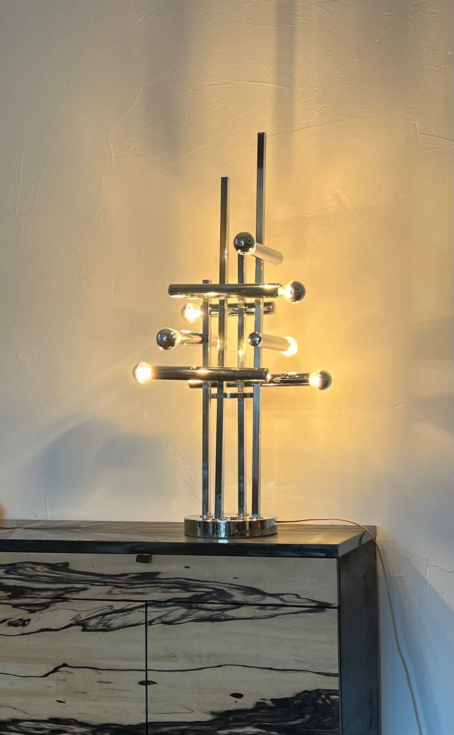 Large 70' Italian chrome table lamp by Stilux Milano