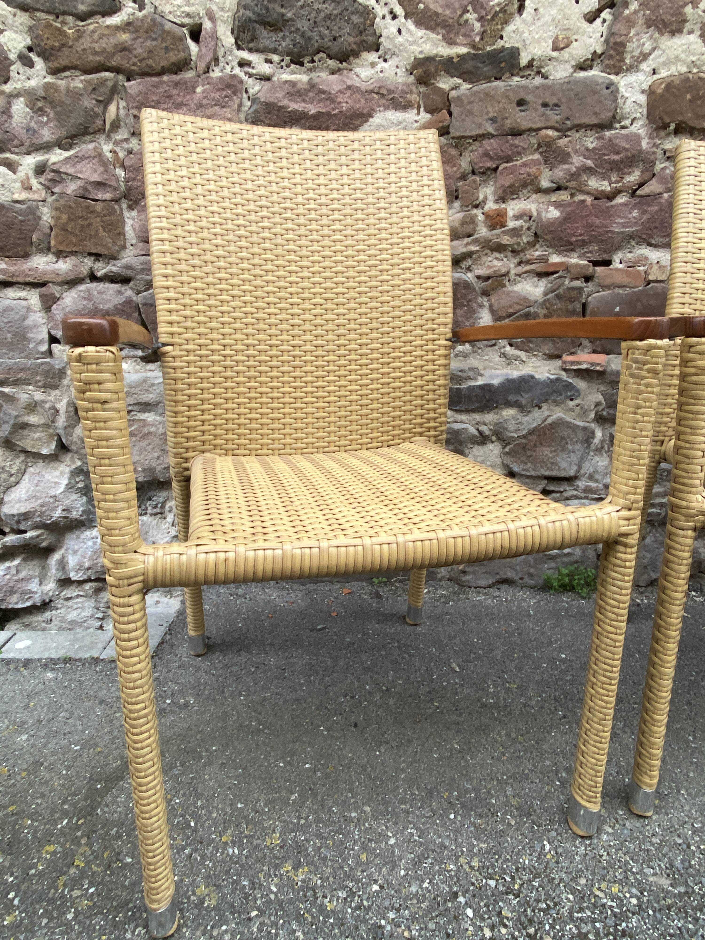 paire de fauteuils style colonial rotin et bois