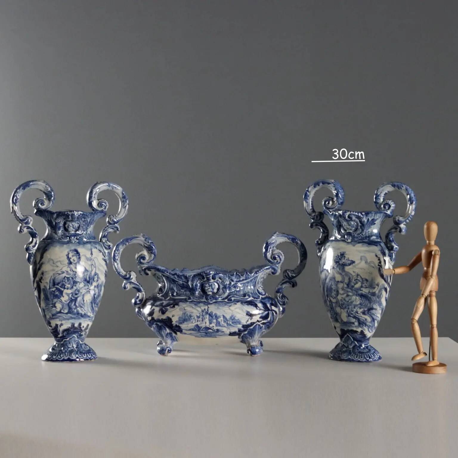 Ancient triptych of vases Giuseppe Mazzotti Albissola 20th Century