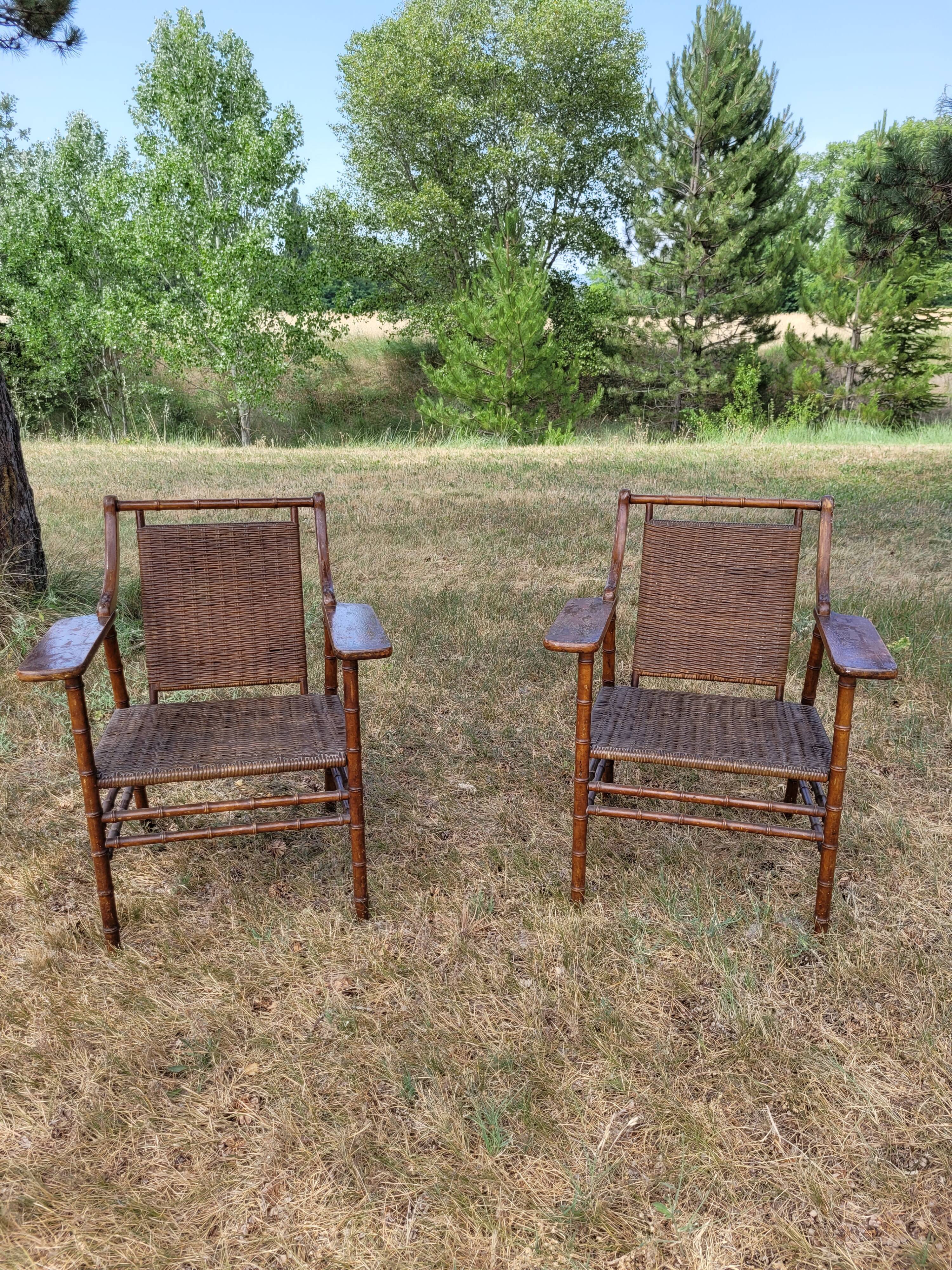 2 vintage rattan armchairs