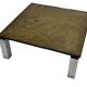 Table basse carrée plateau en pierre et piètement en acier chromé - années 60