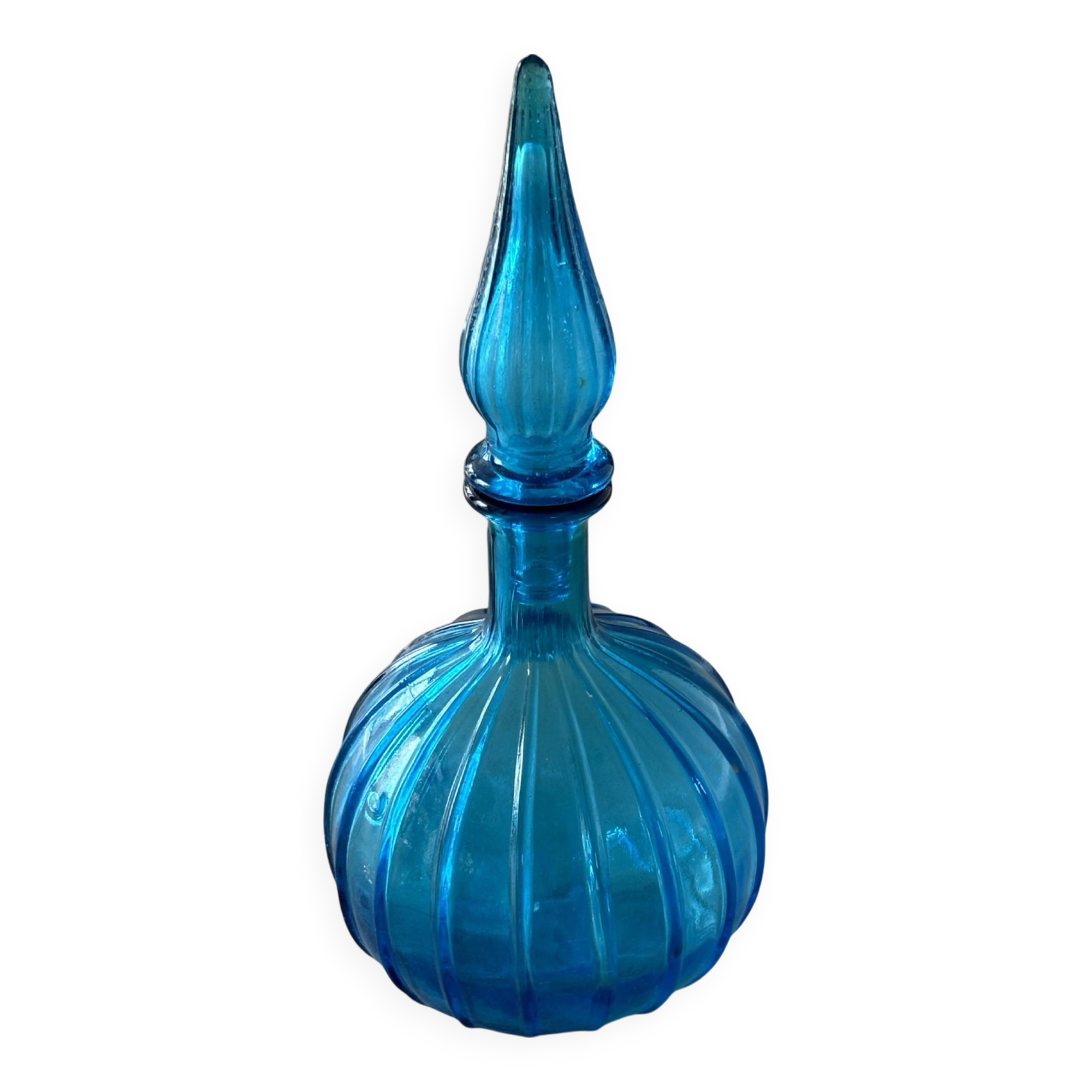 Vintage Empoli Glass Decanter with Stopper, Italy, 1960s