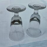 2 old bistro glasses, flared, in blown glass