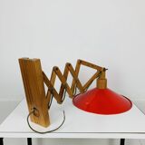 SCE 60s accordion wall light, wood and red reflector