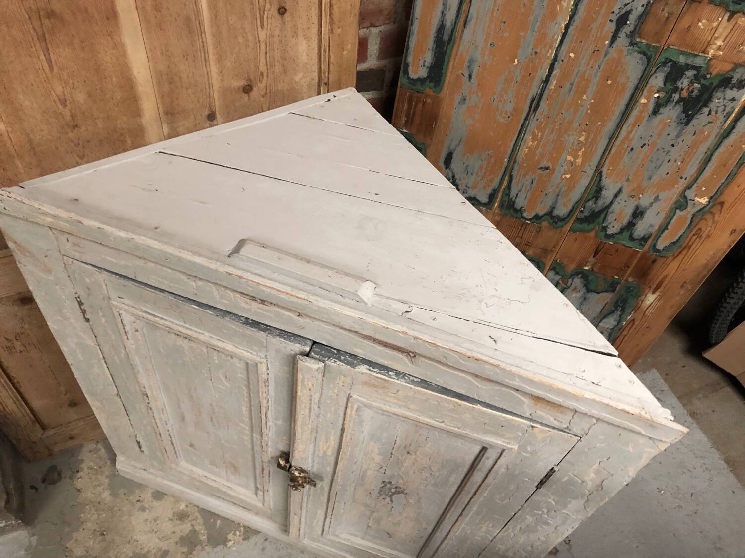Old weathered corner workshop furniture