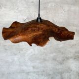 Large pendant light in corrugated teak leaf (Large D:60 H:20)