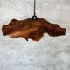 Large pendant light in corrugated teak leaf (Large D:60 H:20)