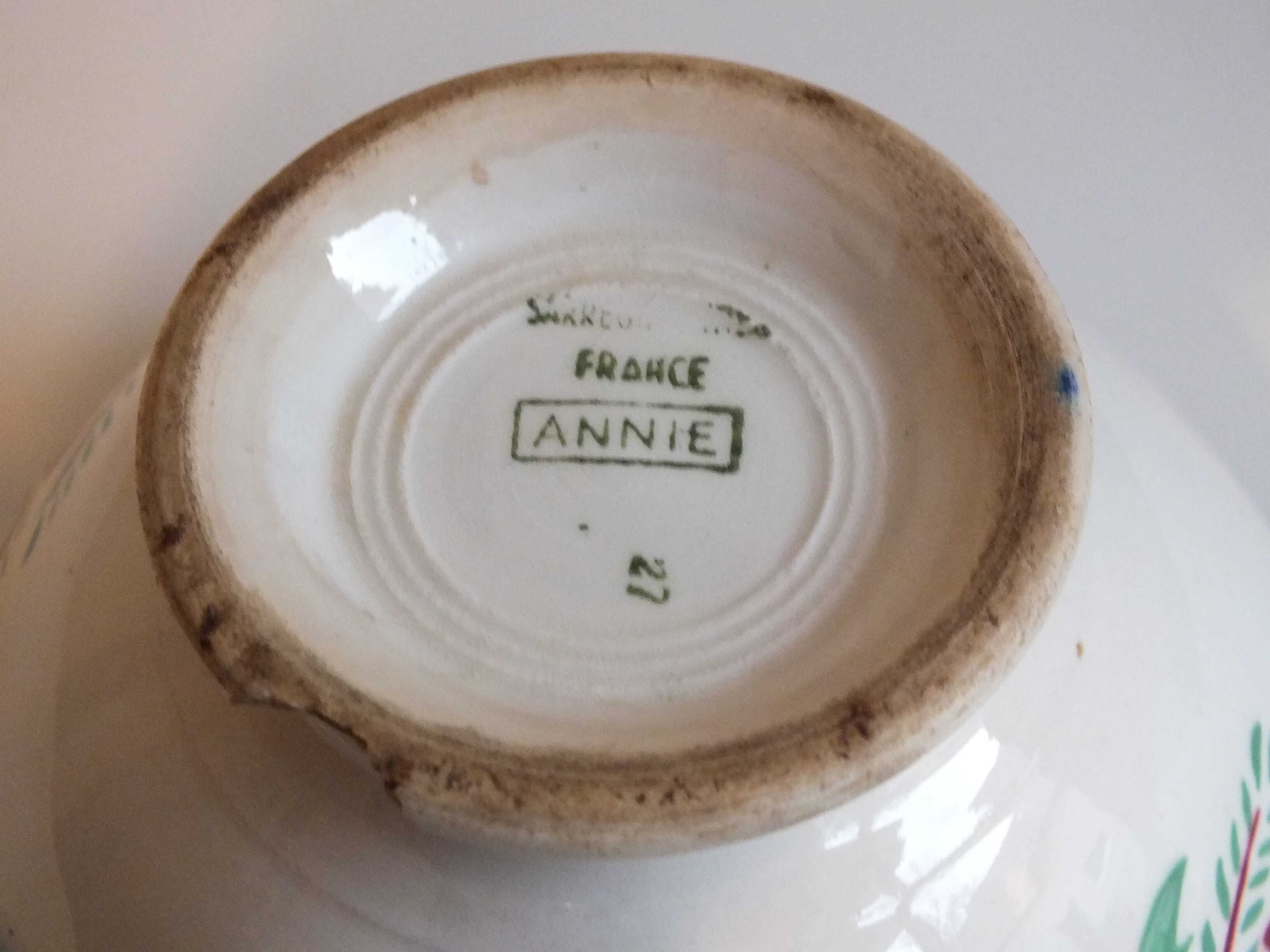 Bol vintage Sarreguemines Annie décor fleurs