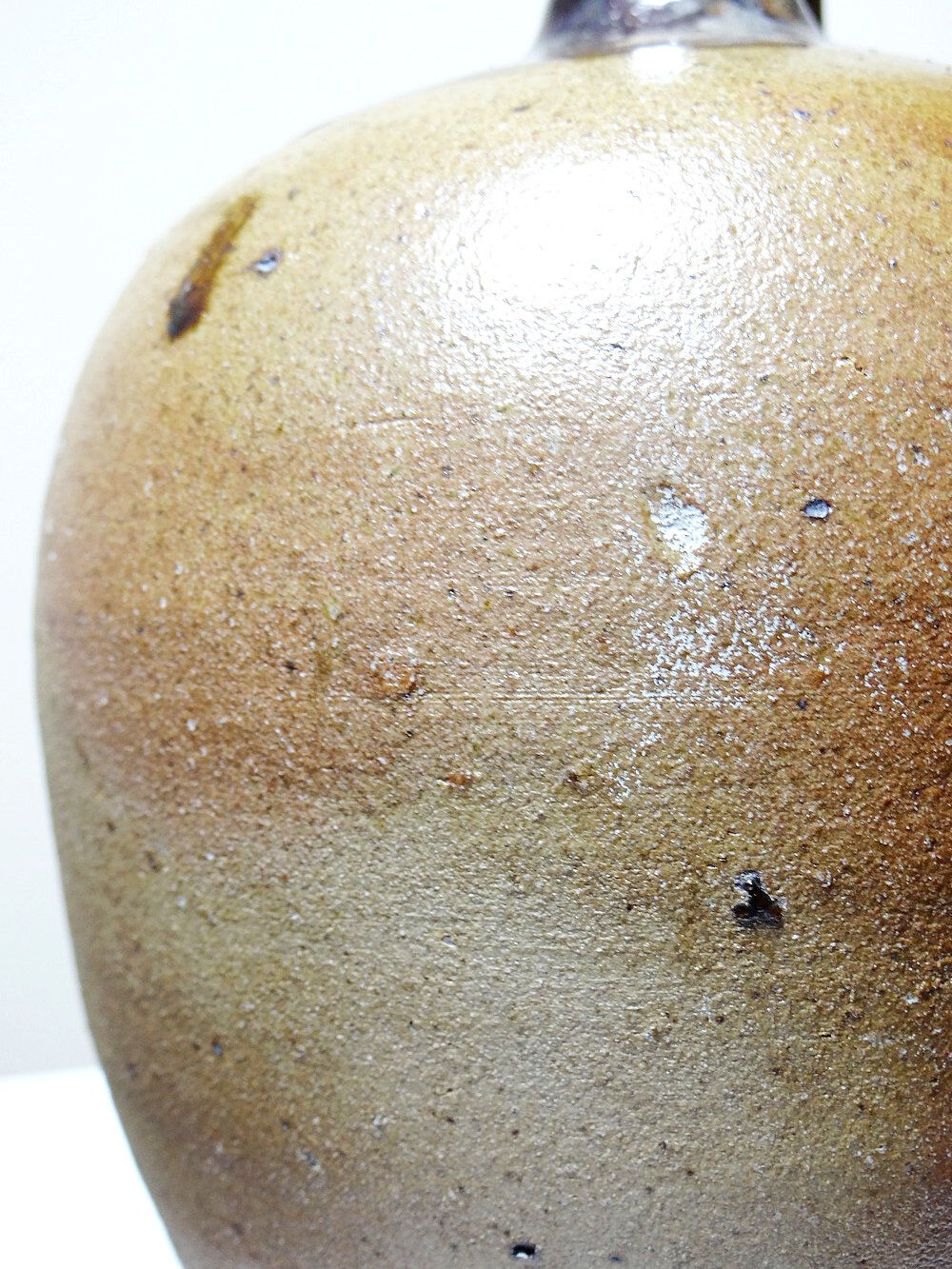 Ancient cruche from the 19th-20th century, artisanal glazed stoneware from Puisaye.