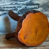 Brutalist sofa tip table in vintage solid wood