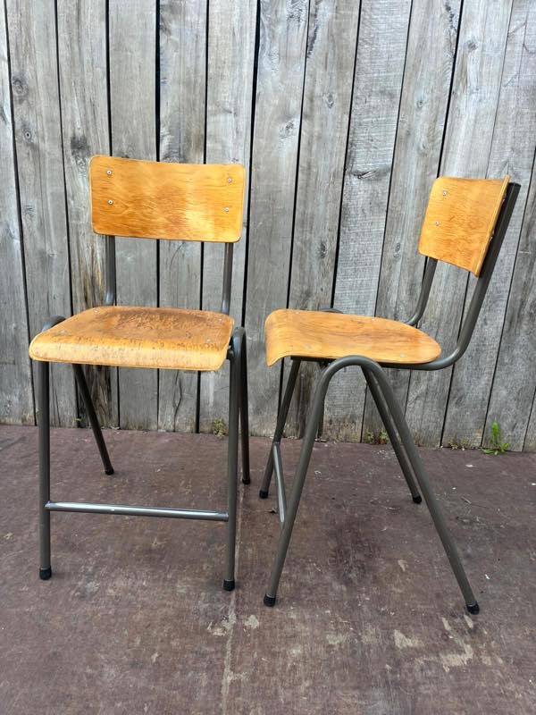 Industrial high stool Toupie in wood and metal, 1960s
