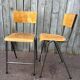 Industrial high stool Toupie in wood and metal, 1960s