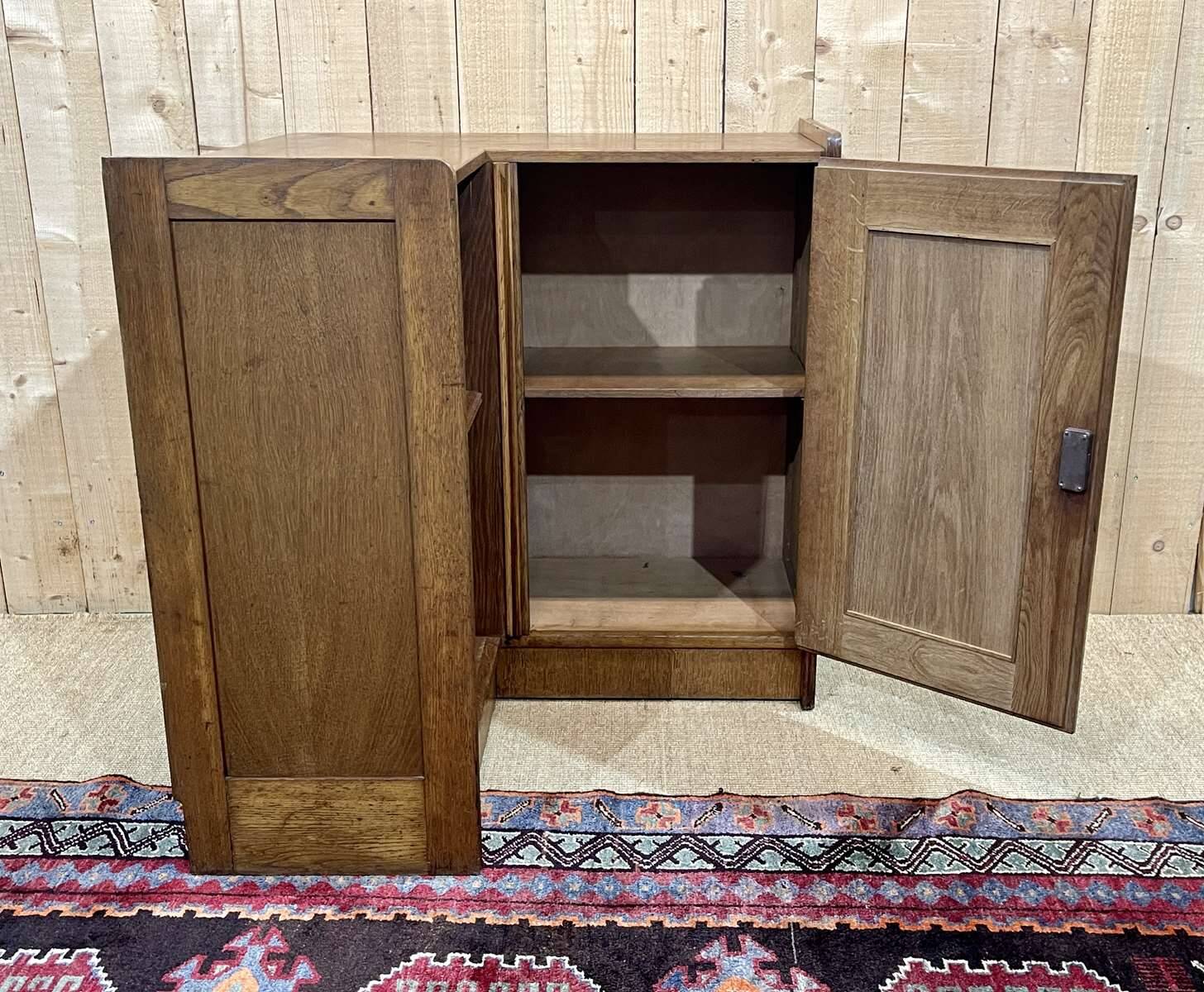 1950s oak corner cabinet
