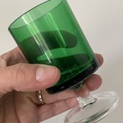4 Luminarc France stemmed glasses, 1970s, two-tone green