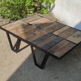 Table basse bois et métal de style industriel