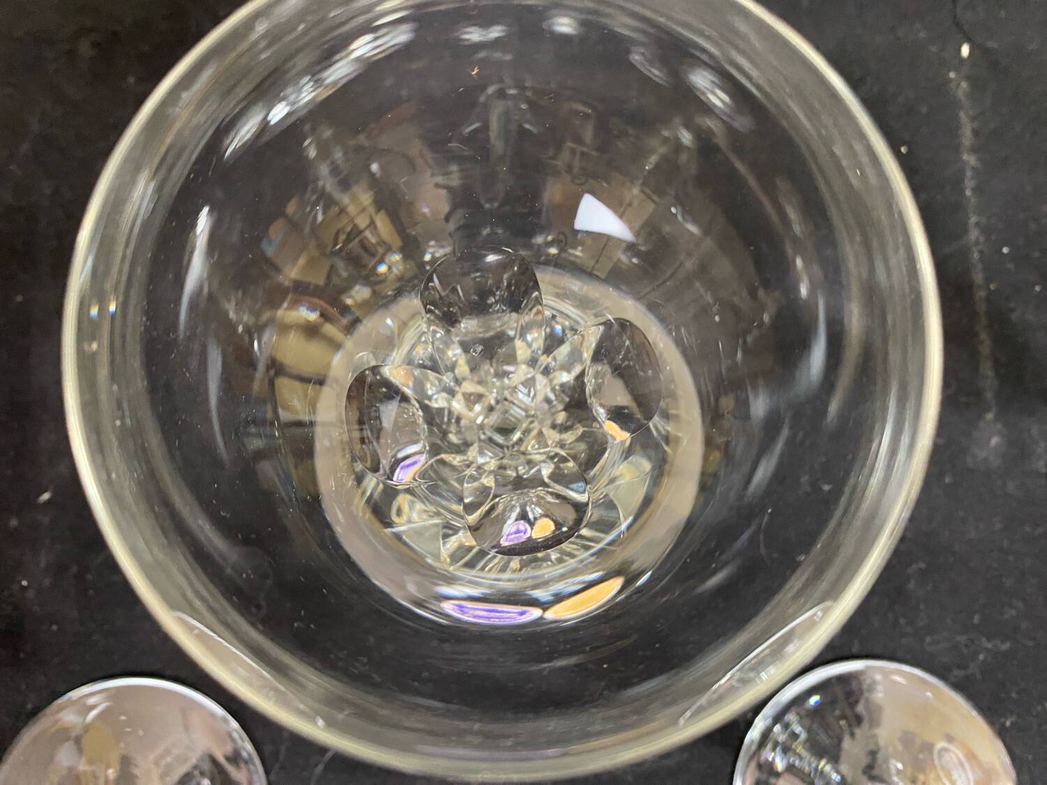 set of 6 antique cut crystal wine glasses in tulip shape from the pres