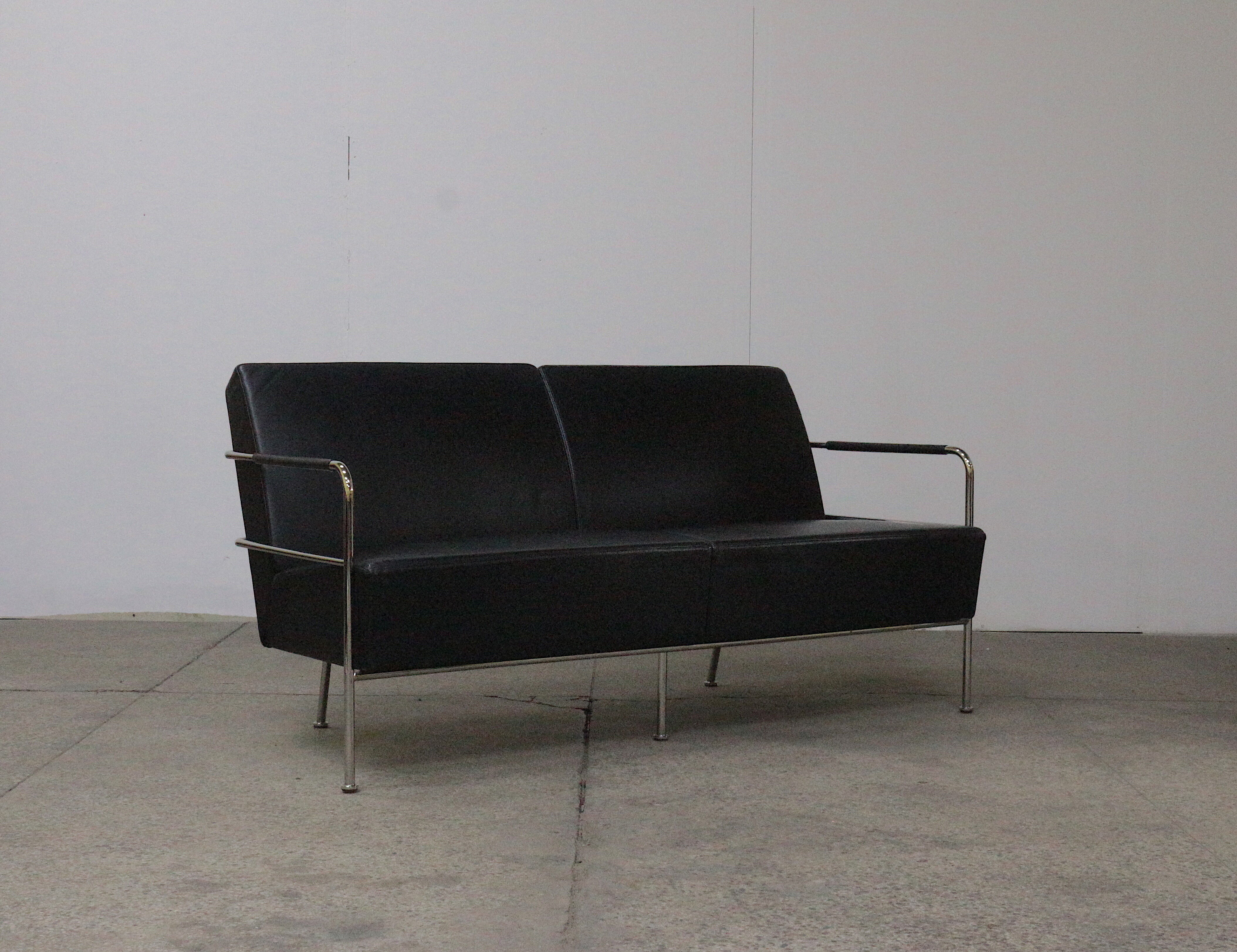Leather & chrome sofa by Gunilla Allard, Sweden 1994