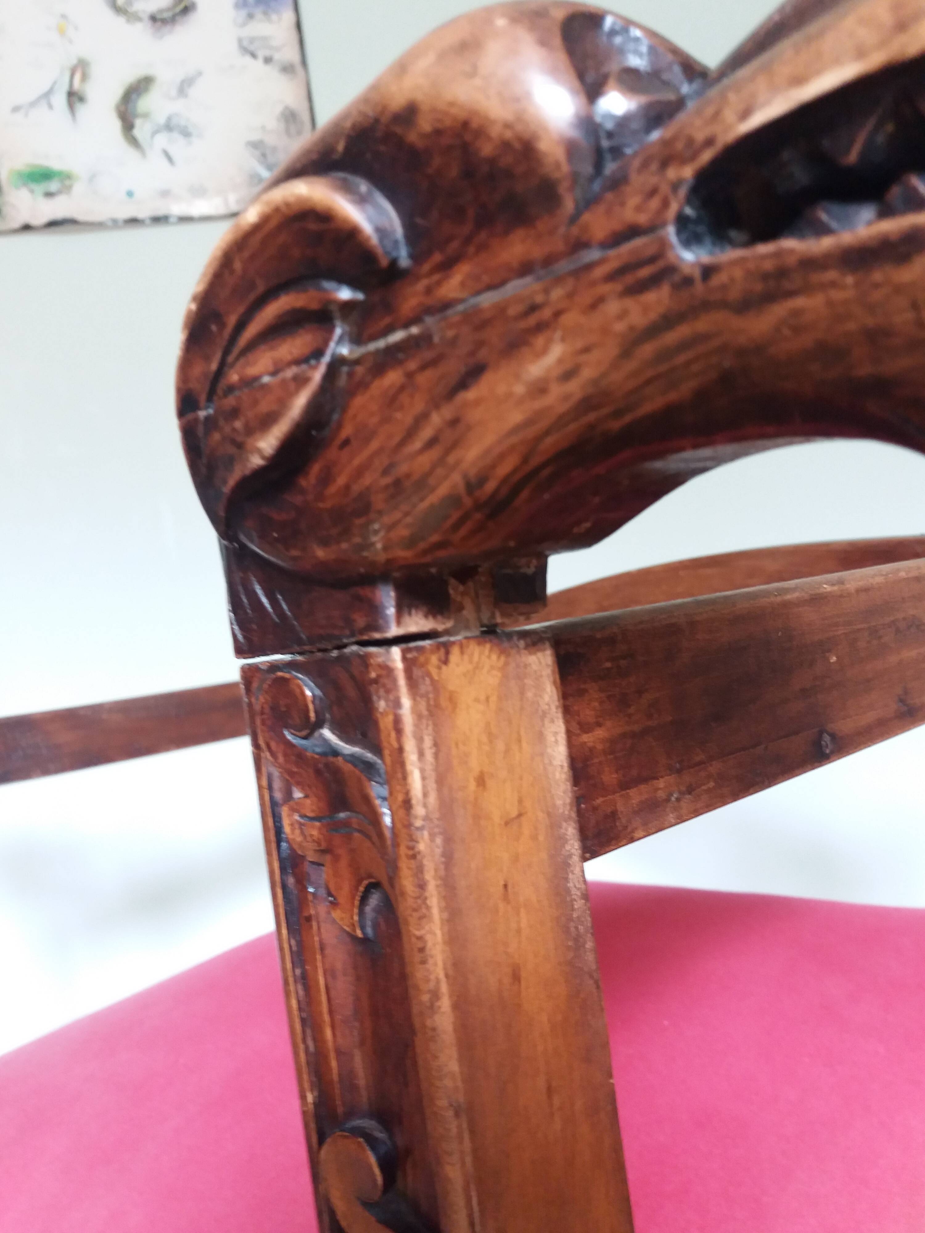 Dagobert curule armchair with chimera heads 19th century