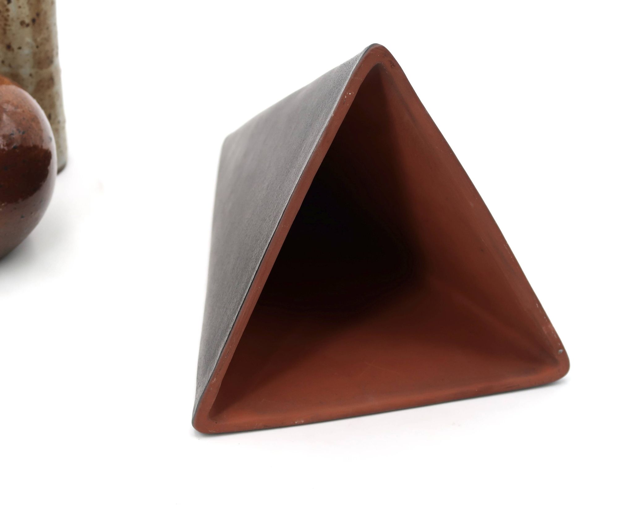 Black pyramid sculpture by Antonio Lampecco in ceramic, 1980s