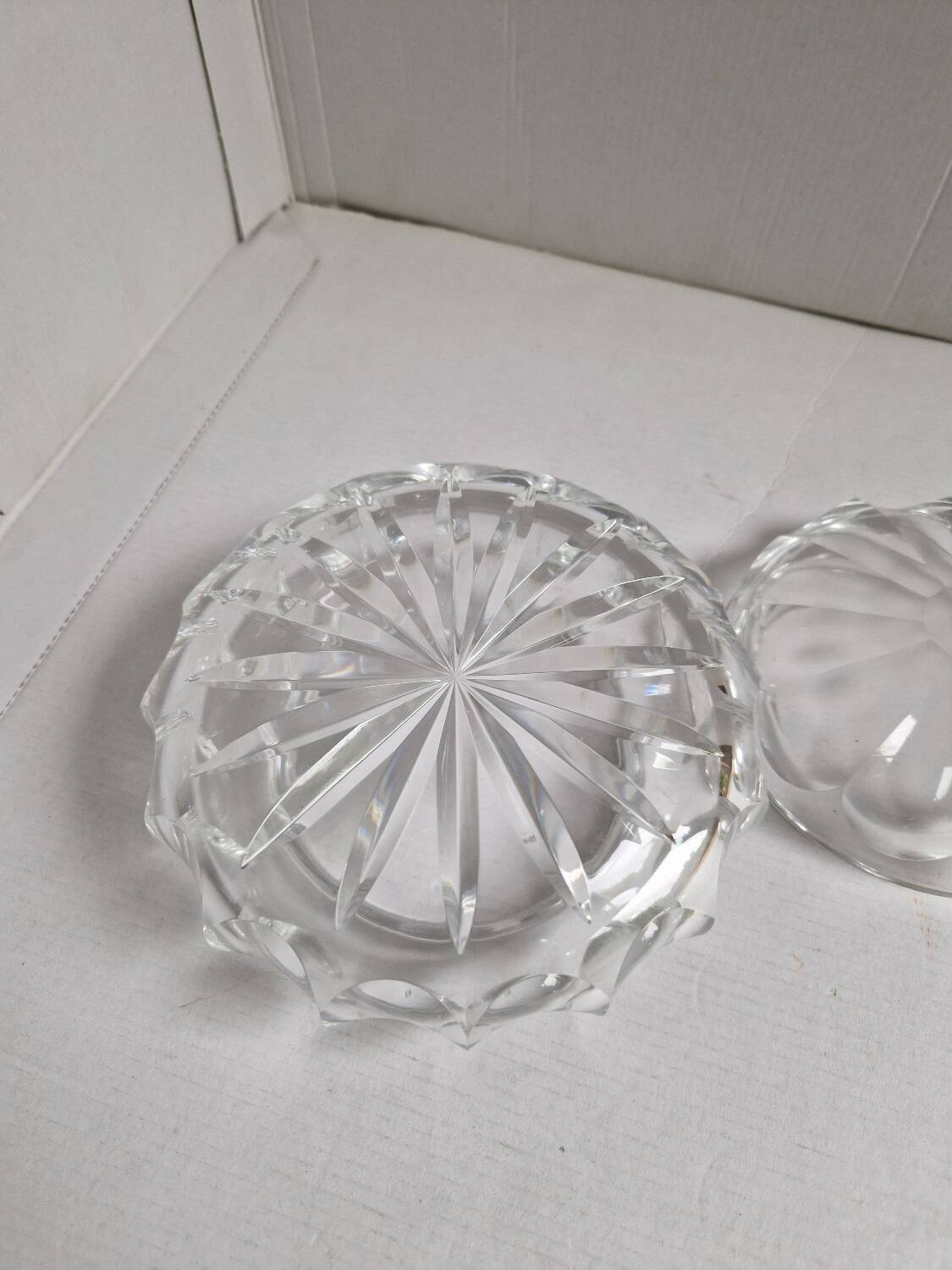 Old vintage decorative chiseled crystal candy box