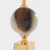 Pair of ceramic and brass lamps by Philippe Barbier, 1970s