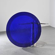 Blown glass and steel dining table by Perrin & Perrin, circa 1990.