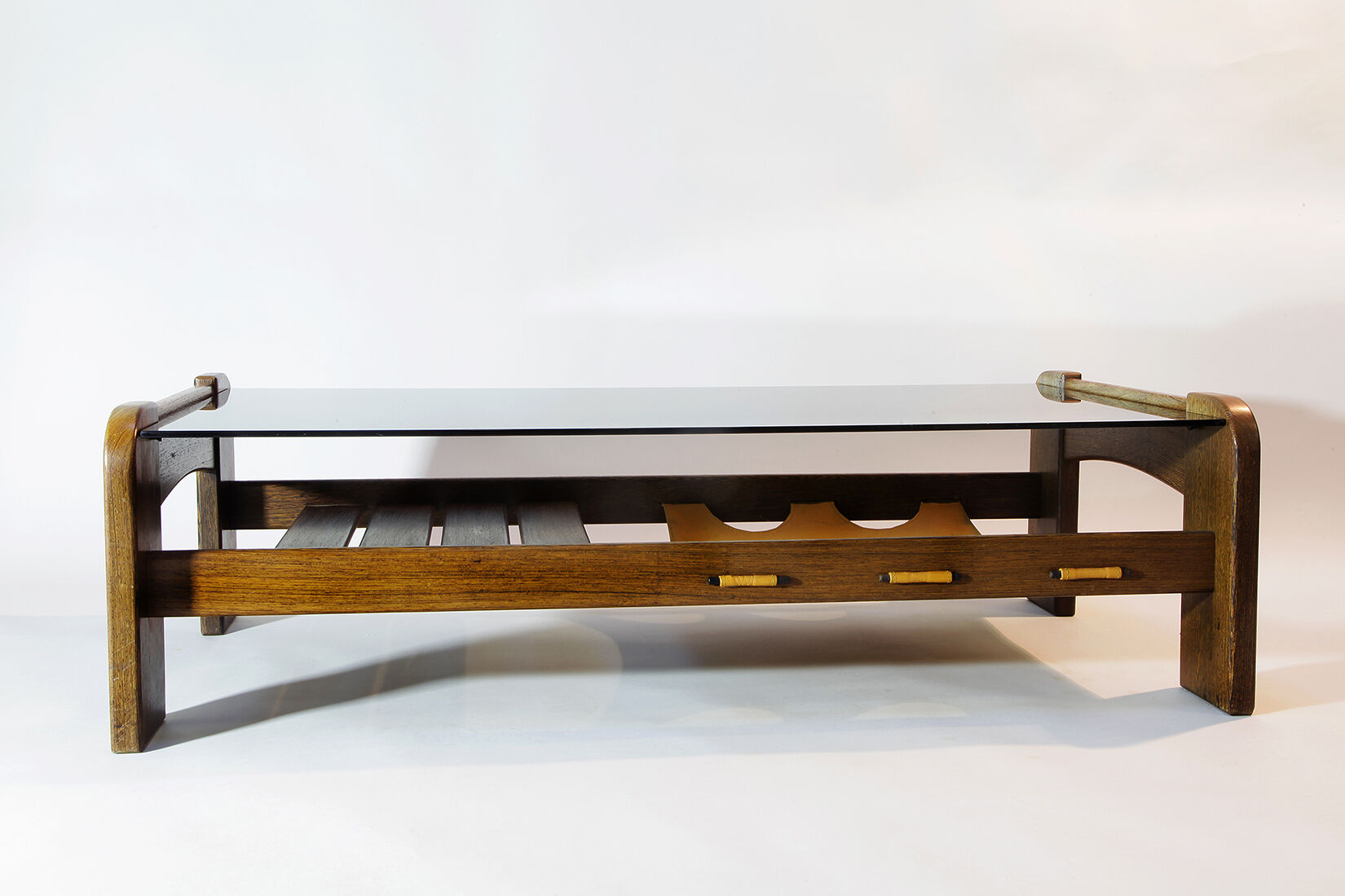 Percival Laver Vintage Wenge Glass Lectuur Holder Coffee Table, 70s
