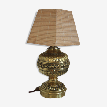 Lamp foot brass rattan lampshade