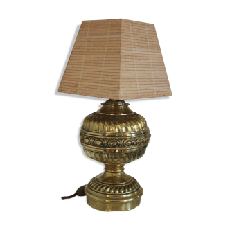 Lamp foot brass rattan lampshade