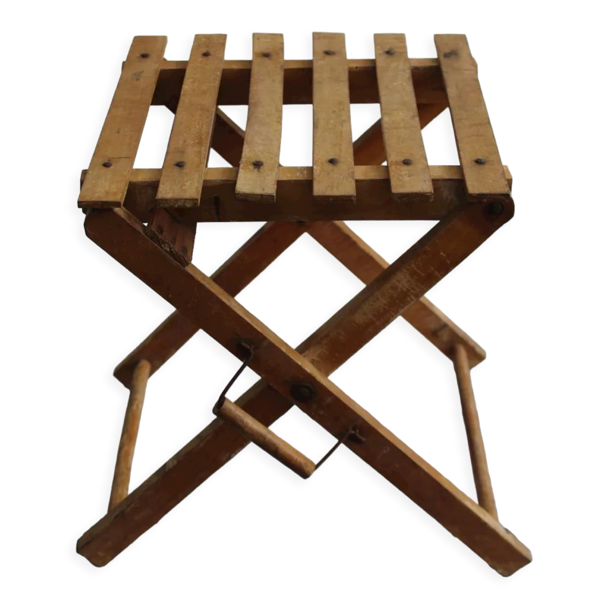 Folding wooden stool