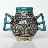 Polychrome ceramic vase in flowing enamel from Nabeul with mihrab decoration.
