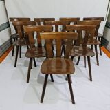 10 chaises de bistrot vintage en bois massif de chêne