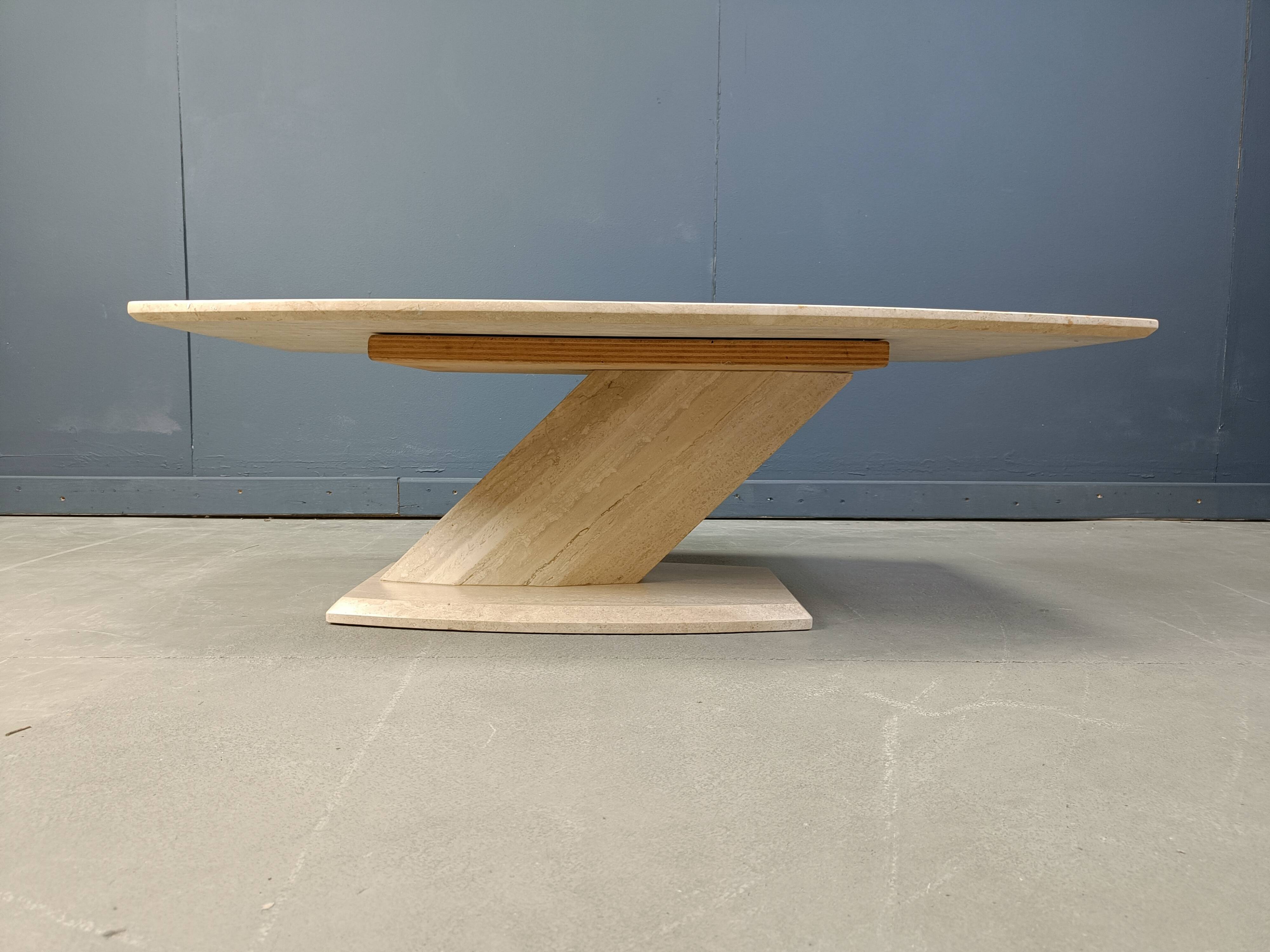 Post-modern coffee table in travertine, 1980s