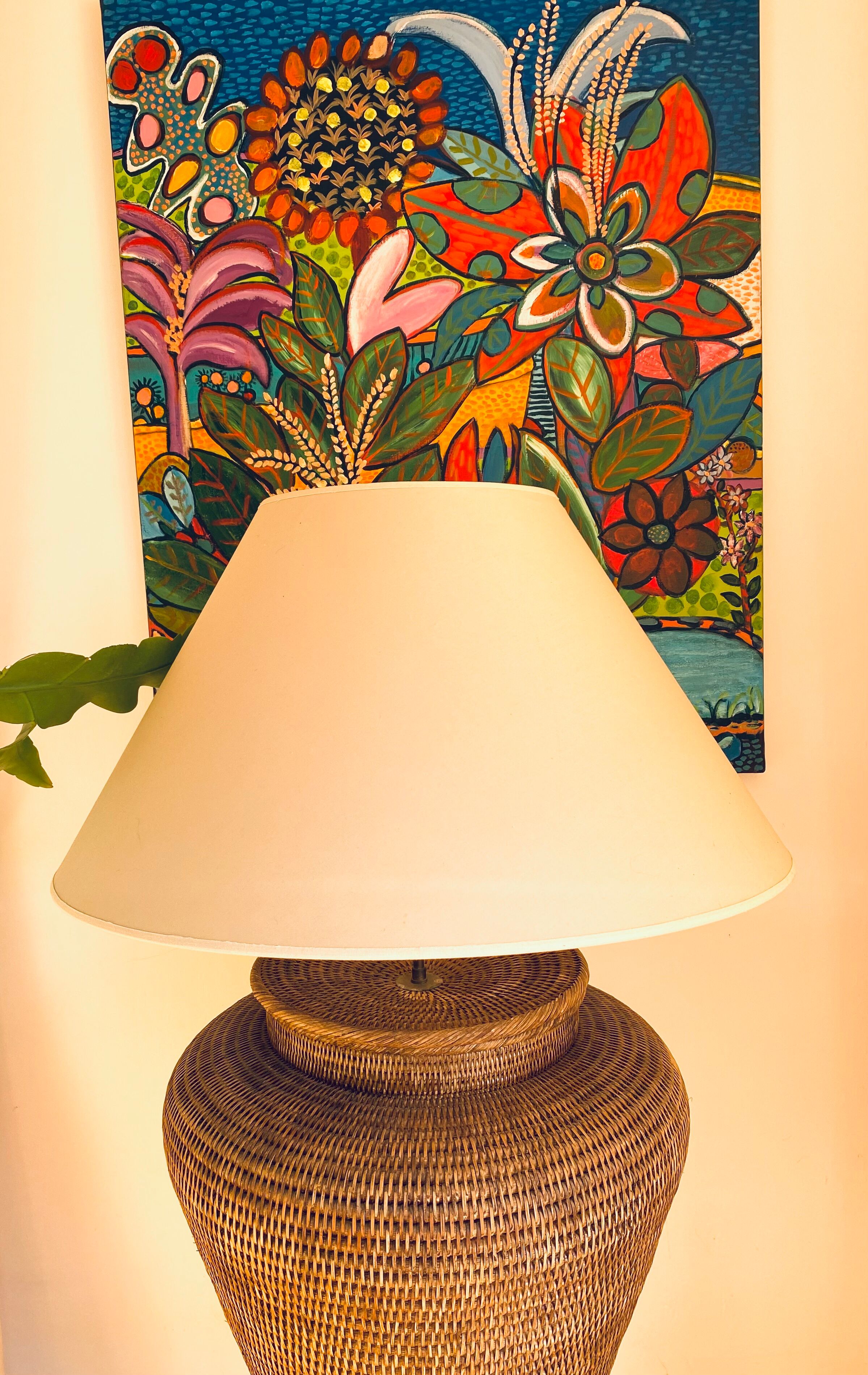 XXL rattan jar lamp from the 60s