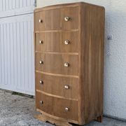 Commode haute art déco pieds moustache noyer brut 1930