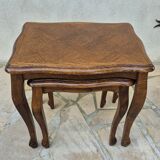 2 nesting tables in solid wood in Louis XV style