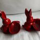 A set of 2 vintage storage compartments in the shape of rabbits
