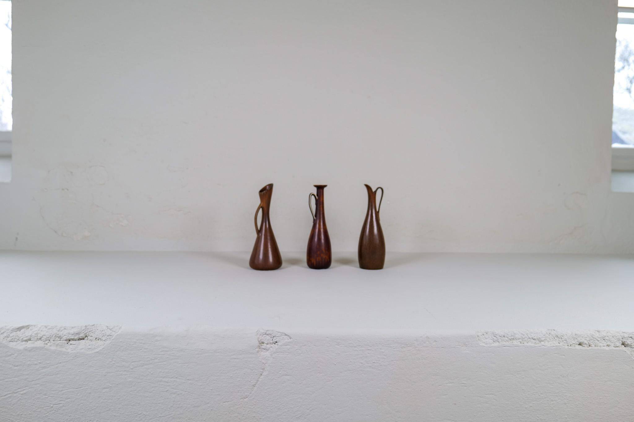 Mid-century modern set of 3 ceramic pieces by Rörstrand Gunnar Nylund, Sweden, 1950s.