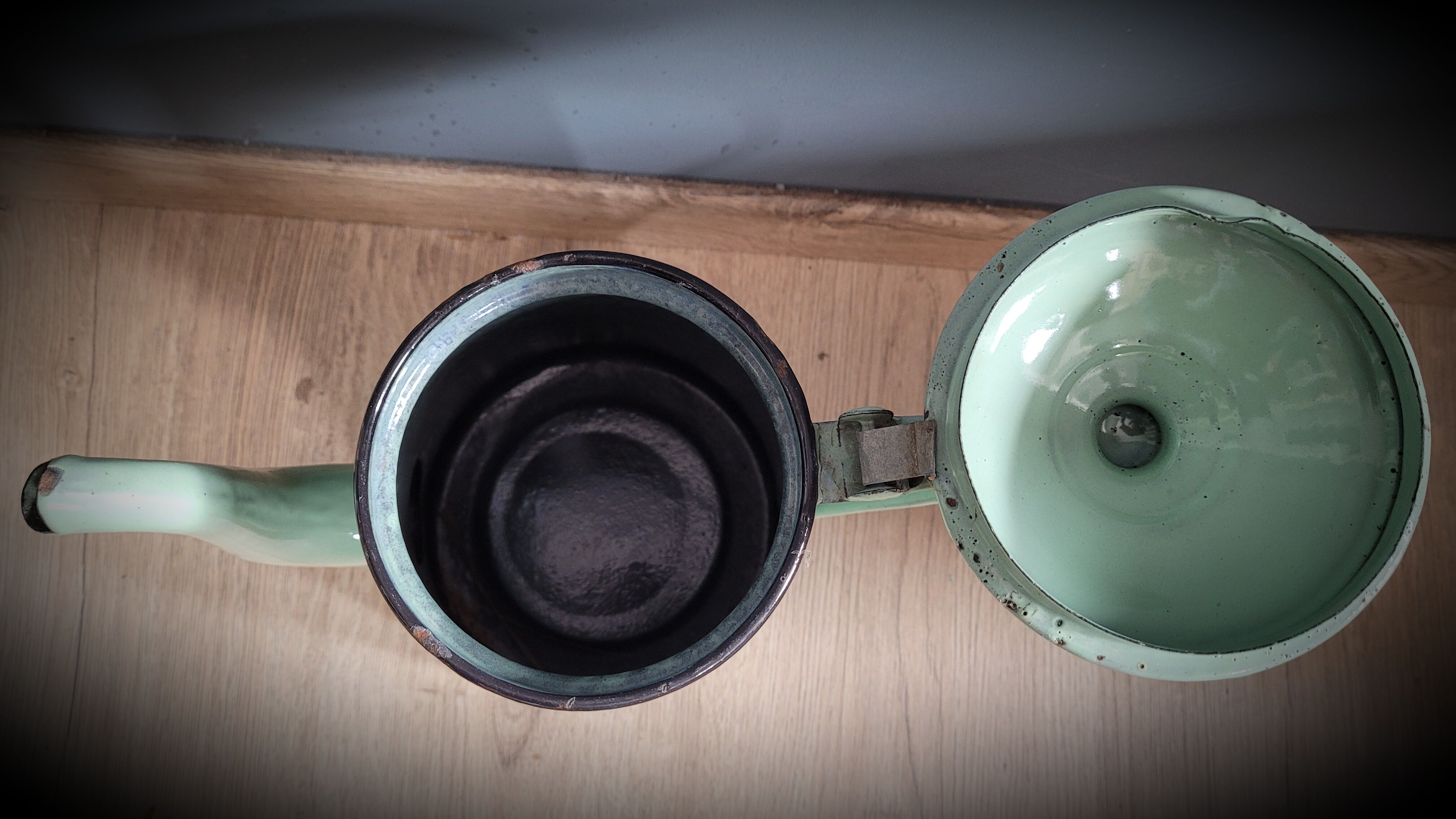 Light green enamelled coffee maker