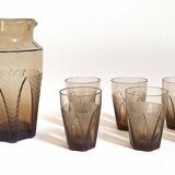 Orangeade or lemonade service Pitcher + 6 Art Deco glasses
