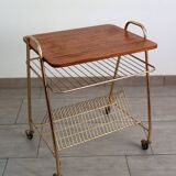 Table desserte porte-vinyles et platine vintage