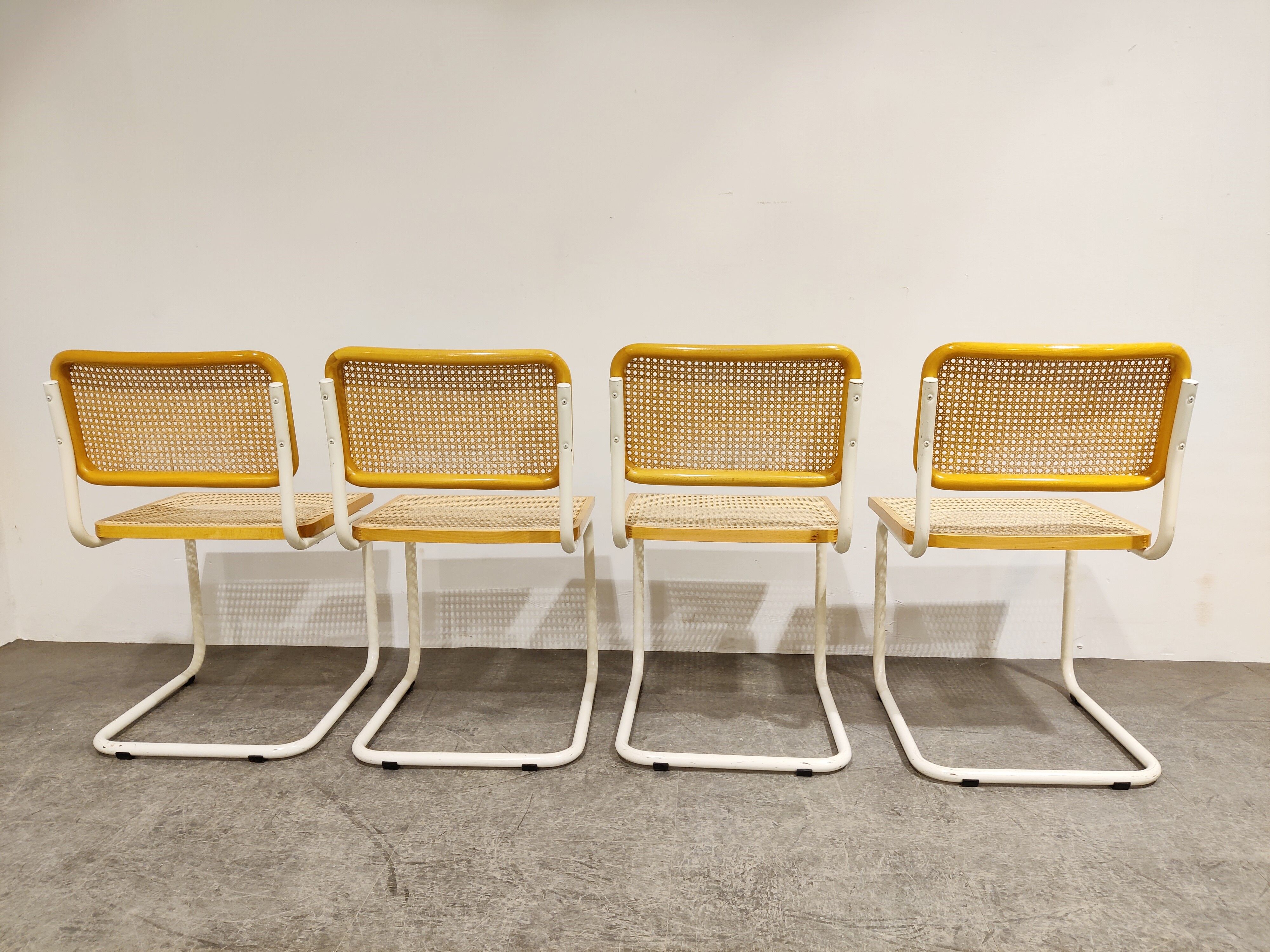 Set of 4 vintage Marcel Breuer Cesca chairs, made in italy, 1970s