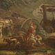 Old painting of a landscape with peasants, oil on canvas, Europe '800.