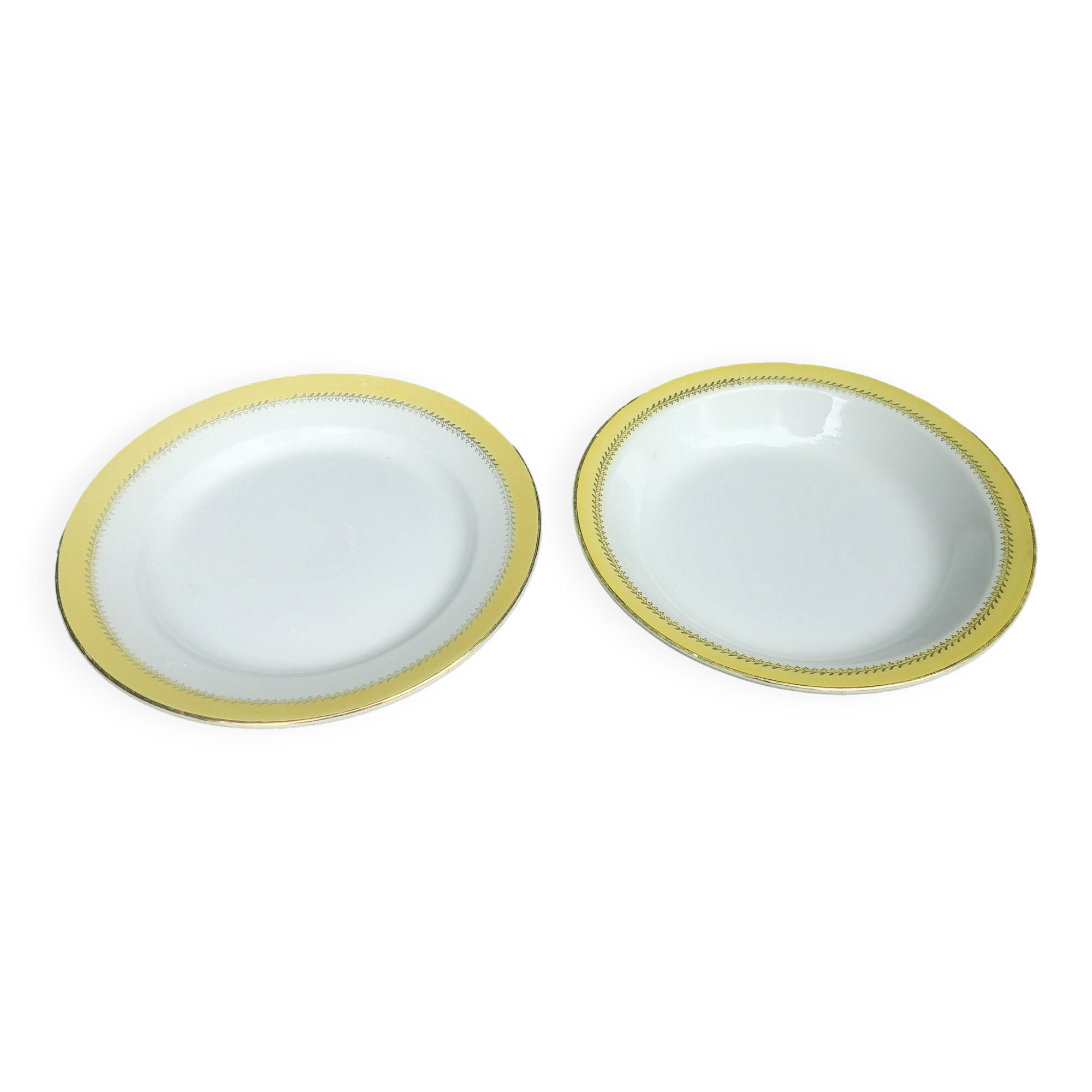 Lot of two large old porcelain serving dishes signed "Biarritz".