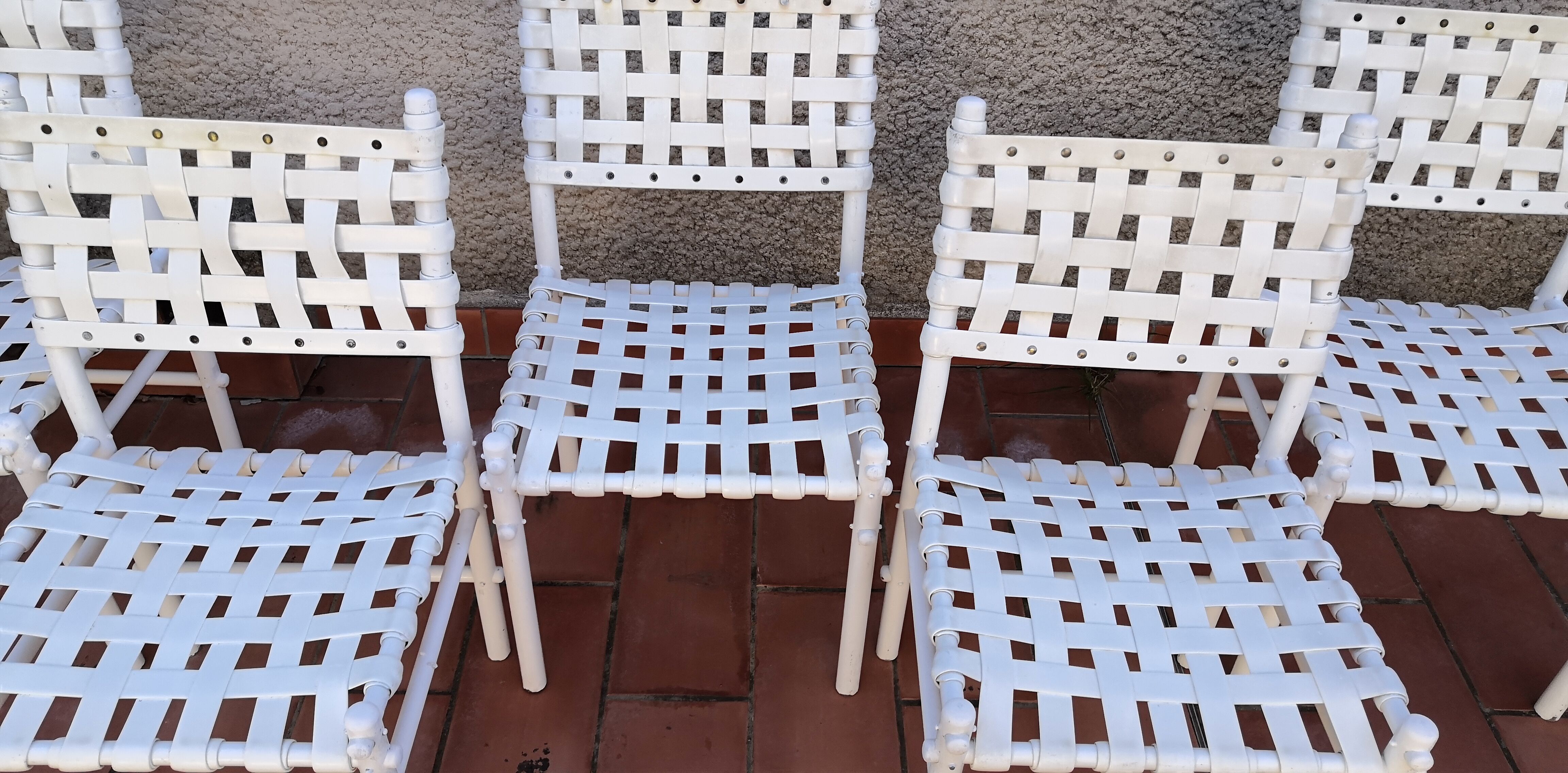 Suite de 7 chaises tressées triconfort vintage