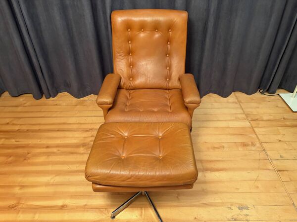Fauteuil avec repose-pieds, par Ring Mebelfabrikk, Norvège, années 1960