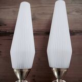 Pair opaque glass sconces