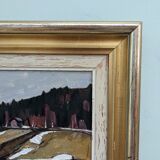 1948 Mid-Century Modern Swedish "Still" Vintage Landscape Oil Painting, Framed